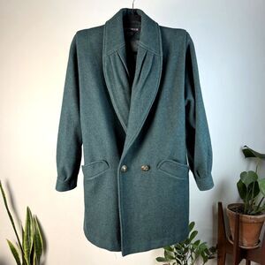 Vintage Donny Brook Forest Green Double Breasted Wool Coat, Made In USA, ILGWU
